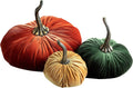Velvet Pumpkins Set of 3 Different Sizes - Modern Rustic Centerpiece