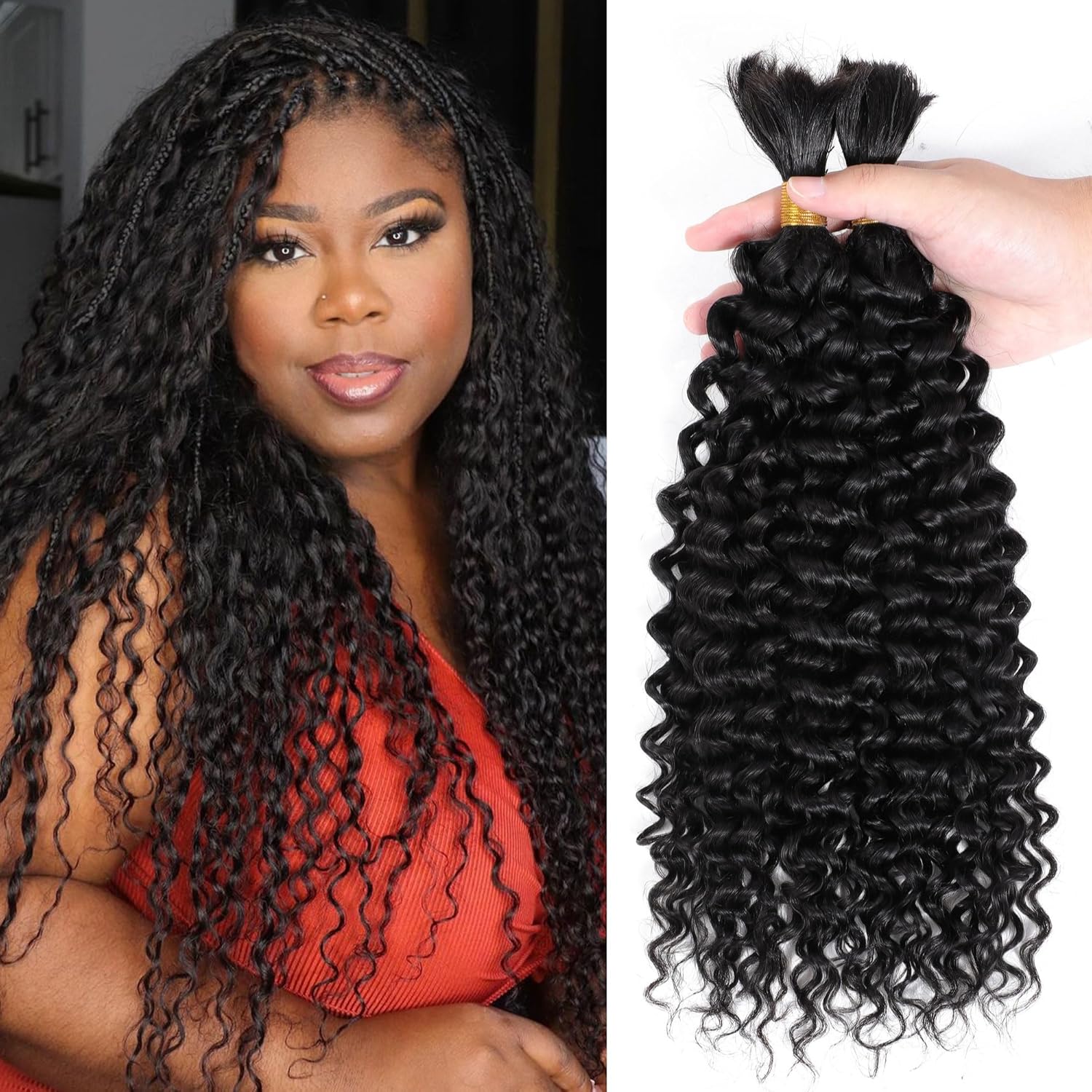 DMKEEP Water Wave Human Braiding Hair 18 Inch 2 Bundles 100g