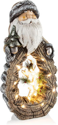 Alpine Corporation 21 in Santa Statue with LED Lights - Rustic Look