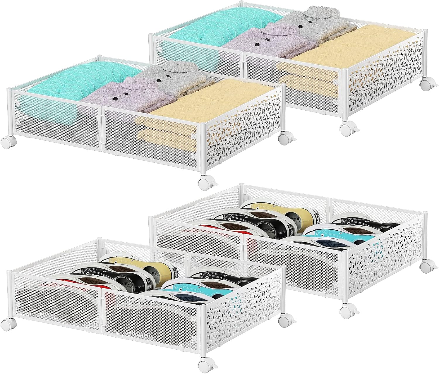 PHINOX Under Bed Storage Containers with Wheels for Organizing