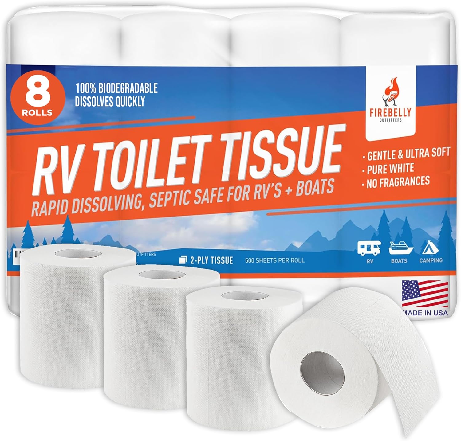 Biodegradable 2-Ply RV Toilet Paper USA-Made