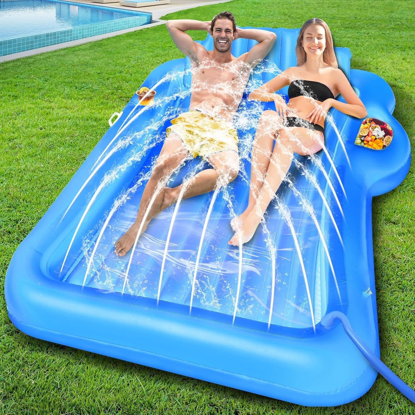 83x63 Extra Large Inflatable Tanning Pool Lounger Float XL-Blue