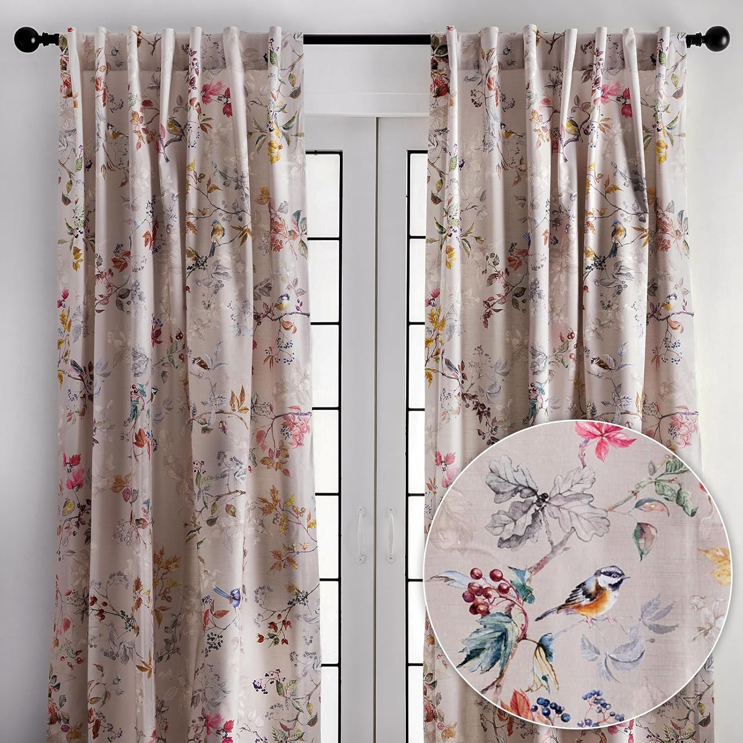 Elegant 100% Cotton Light Filtering Curtains for Living Room