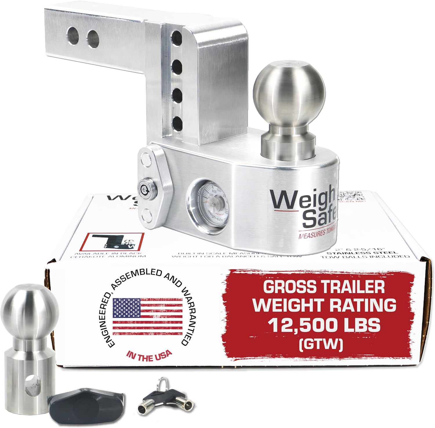 Weigh Safe Aluminum Adjustable Trailer Hitch with Scale Feature