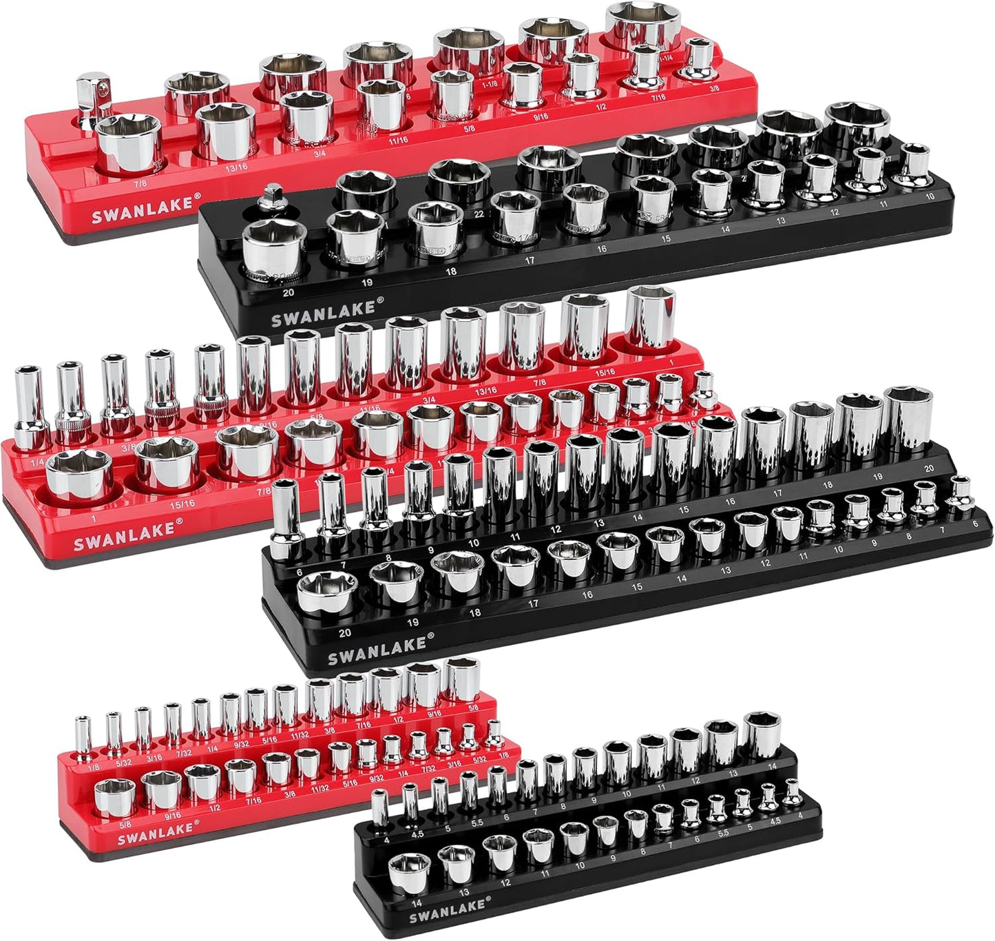 6-piece Magnetic Socket Organizer Set for Efficient Tool Storage
