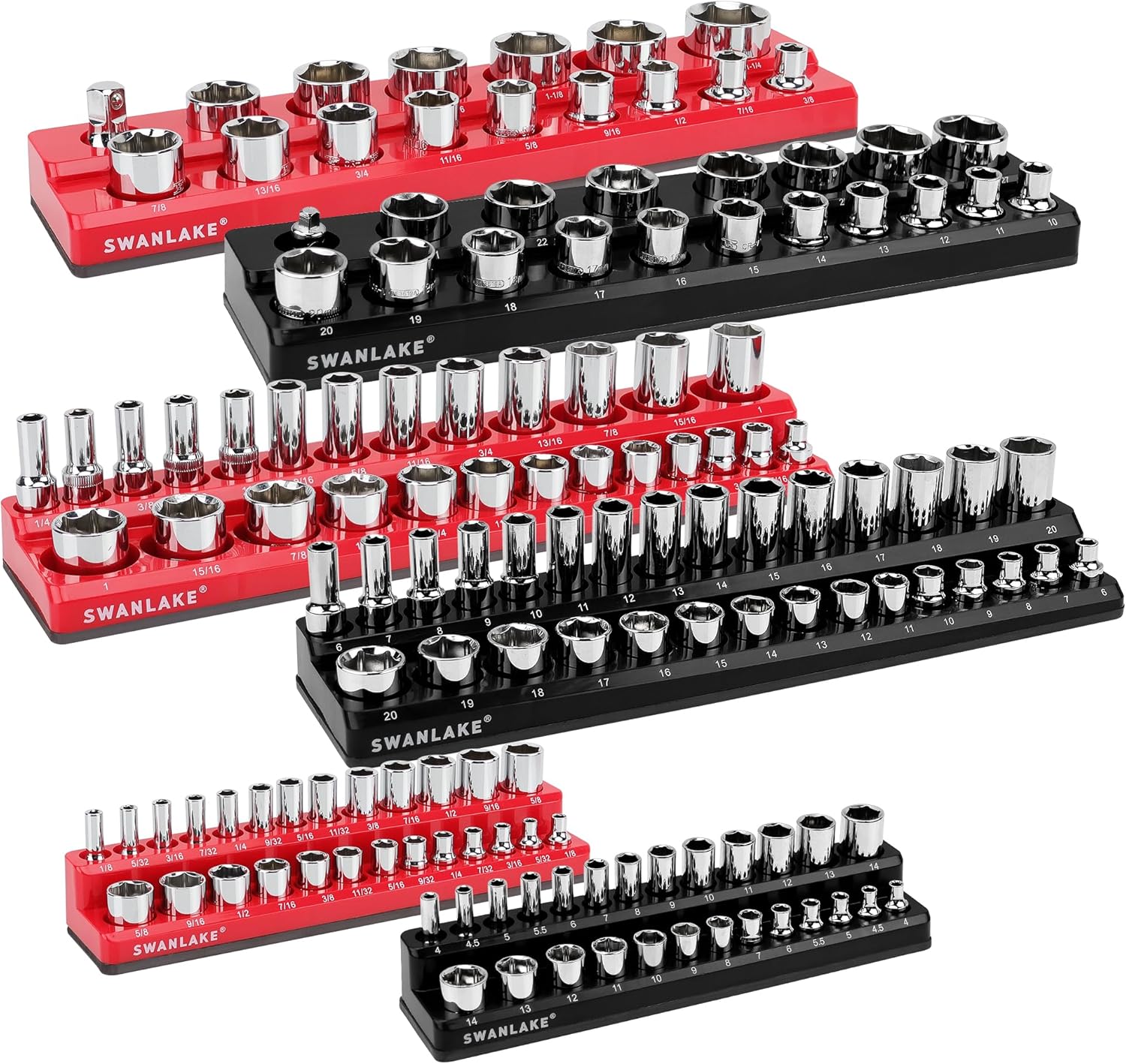 6-piece Magnetic Socket Organizer Set for Efficient Tool Storage