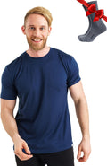 Merino Wool T-Shirt Mens - Lightweight Thermal Top with Socks Micron