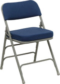 Premium Curved Folding Chair with Navy Fabric Upholstery