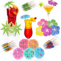 Tropical Party Toothpick Set - 100 Mini Umbrellas for Drinks