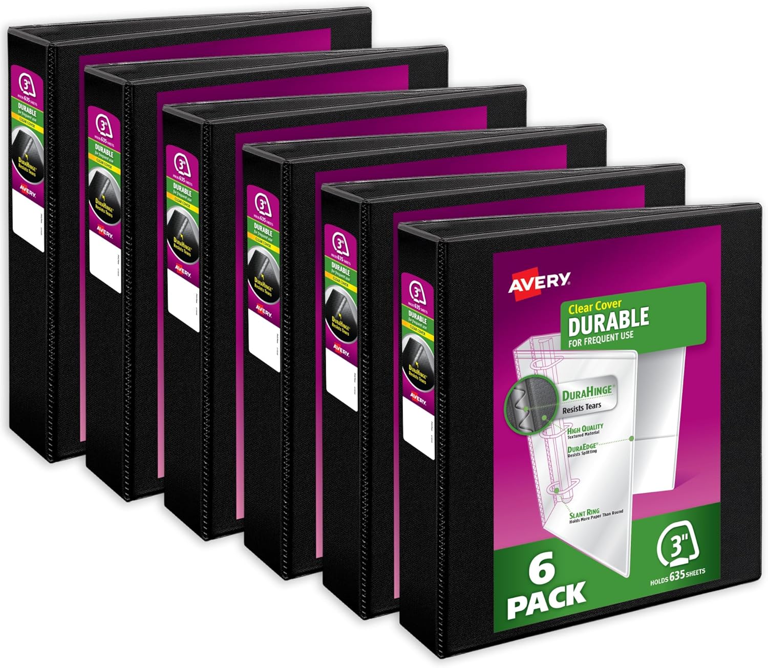 Durable View 3 Ring Binder with 3 Inch Slant Rings for Storage