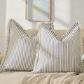 Blue Striped Throw Pillow Covers 24x24 Set of 2 - Fringe Cotton Chic