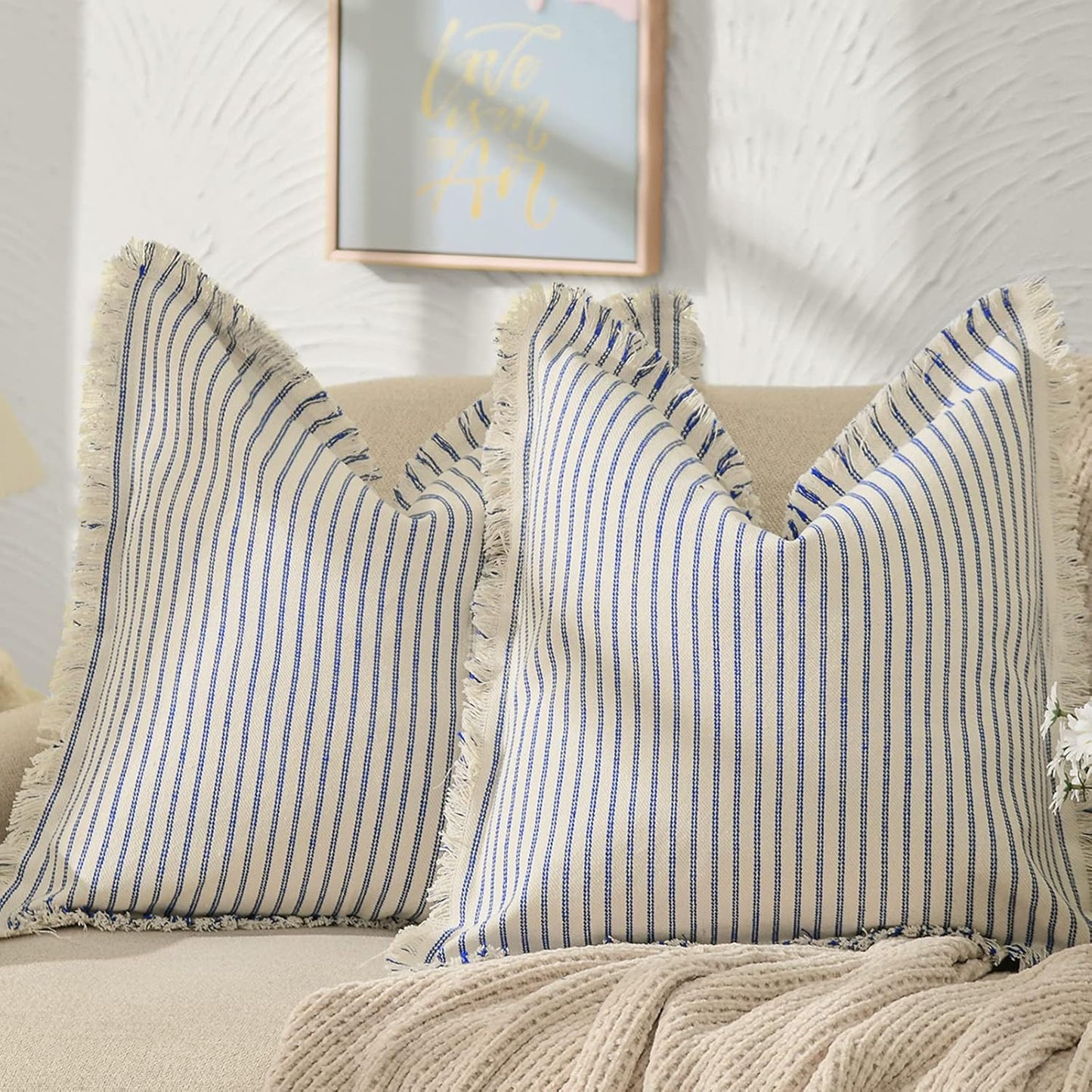ZWJD Throw Pillow Covers 24x24 Chic Cotton Decorative Pillows