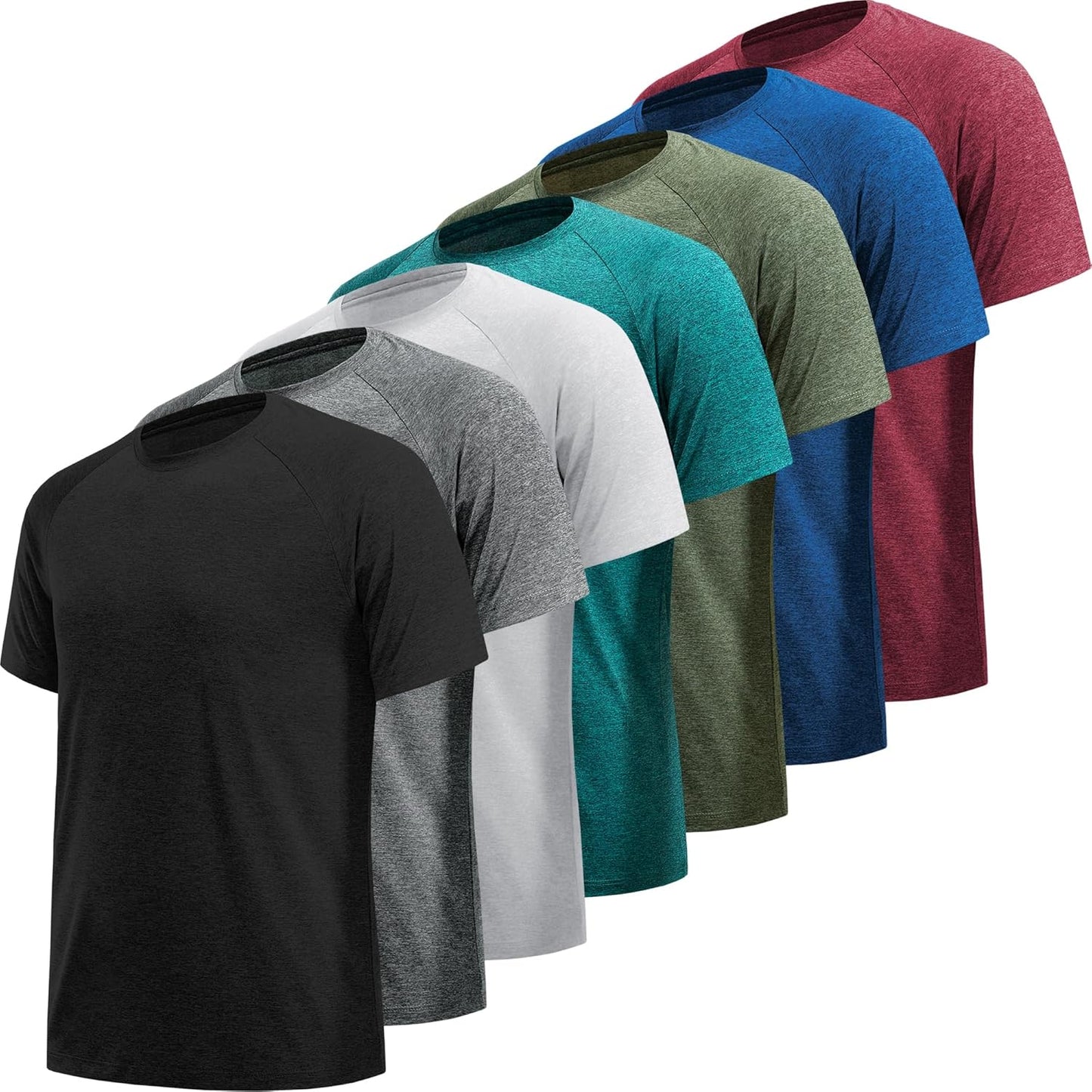 7 Pack Workout Shirts for Men Quick Dry Moisture Wicking Gym T-Shirts