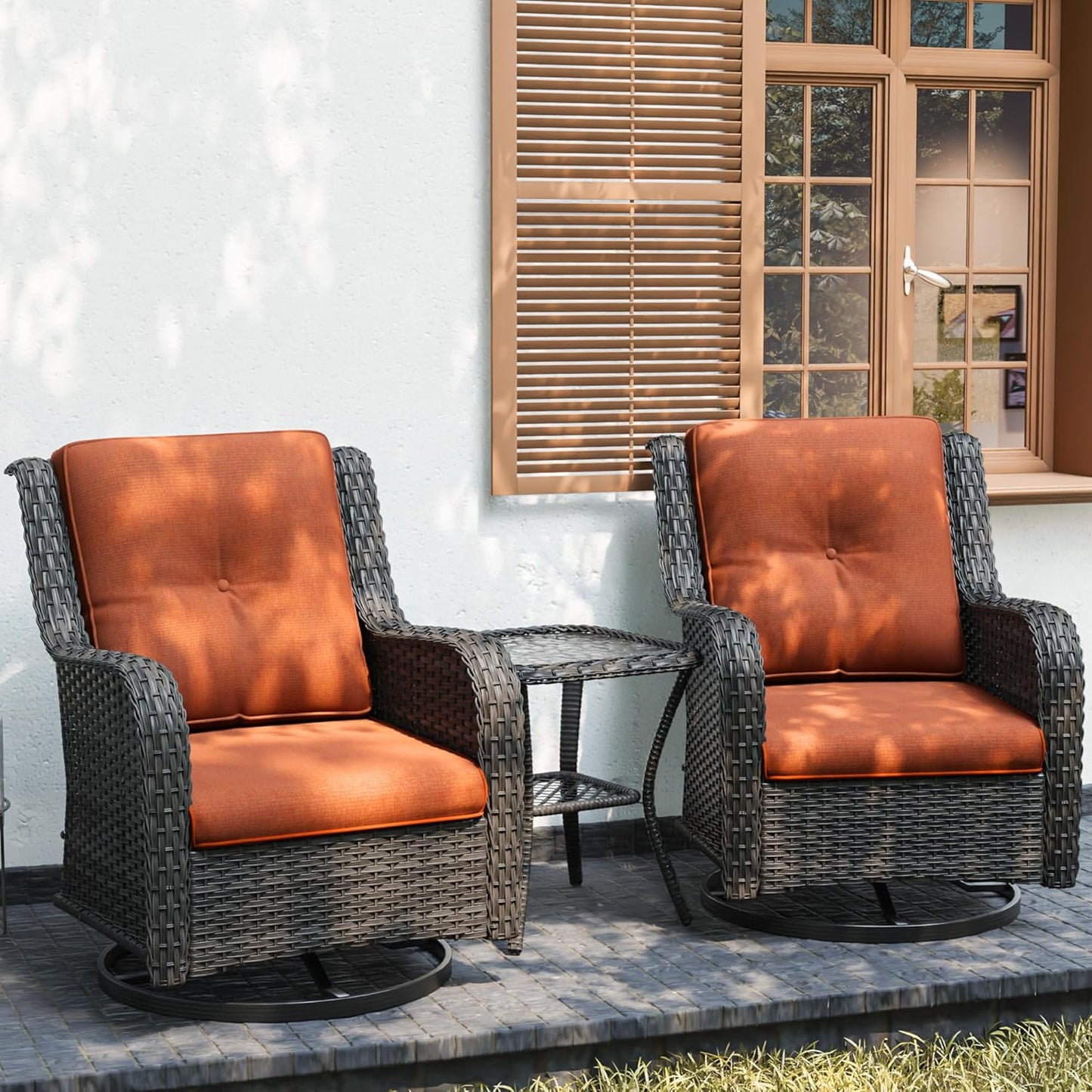 Joyside Outdoor Swivel Rocker Patio Chairs Set for Relaxation