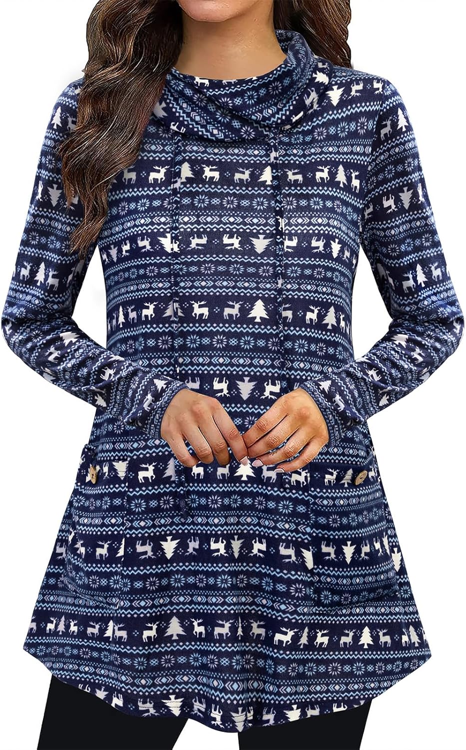 Bulotus Womens Sweaters Winter 2025 Cowl Neck Tunics for Leggings