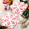 Snowflake Rug 2-Piece Pink Bathroom Doormats - Washable Non Slip