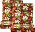 Red Floral High Back Chair Cushions 44 x 21 in - Water-Repellent Pair
