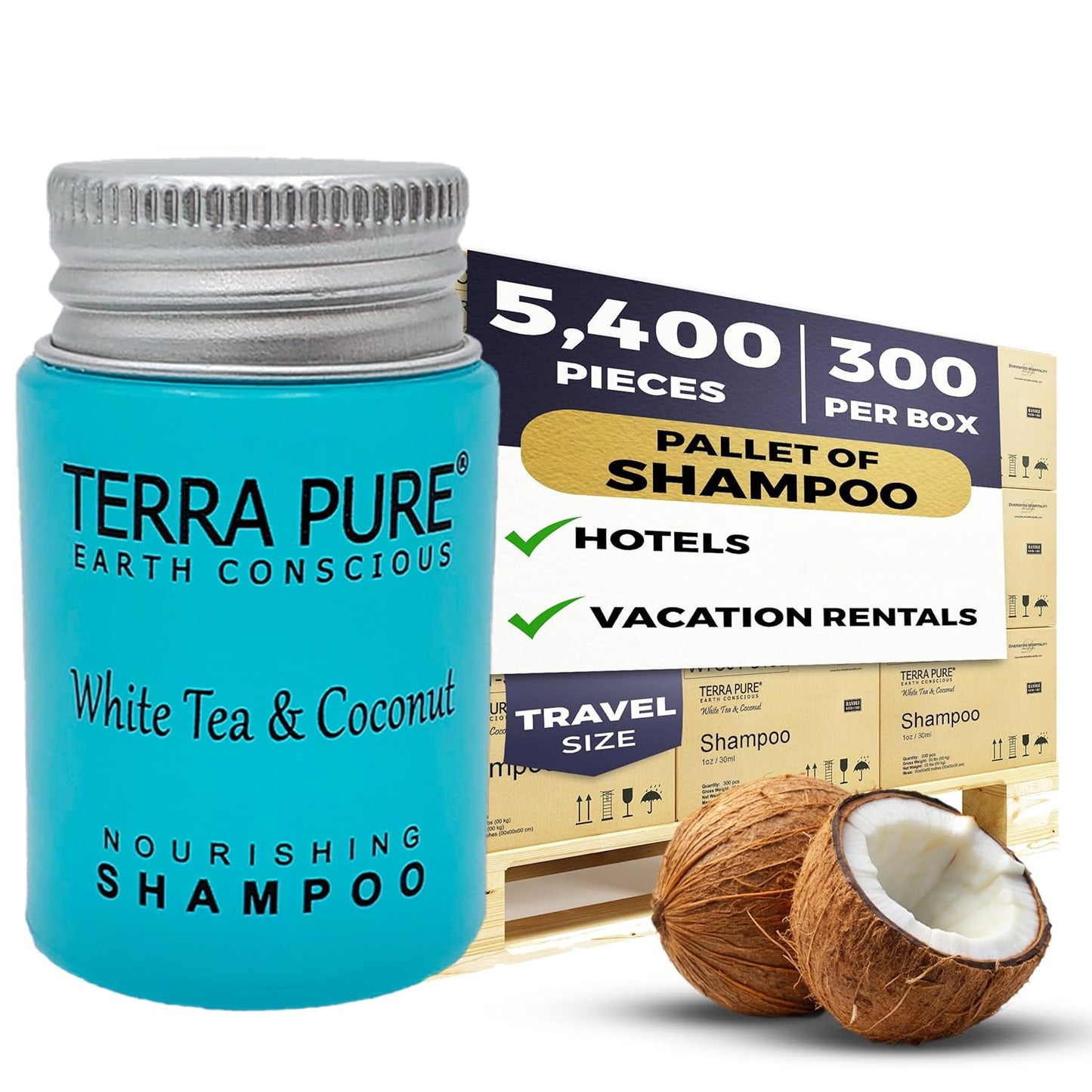 Terra Pure White Tea & Coconut Shampoo | Hotel Amenities Mega Set