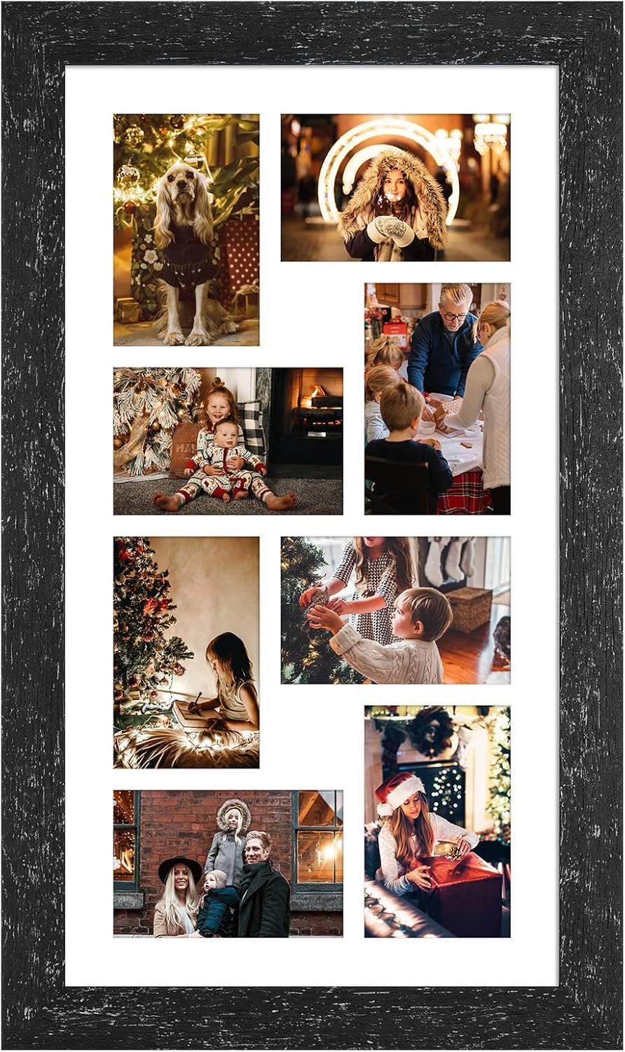 11.8x21.8 Picture Frame Collage for 8 Photos in Black Wood Grain