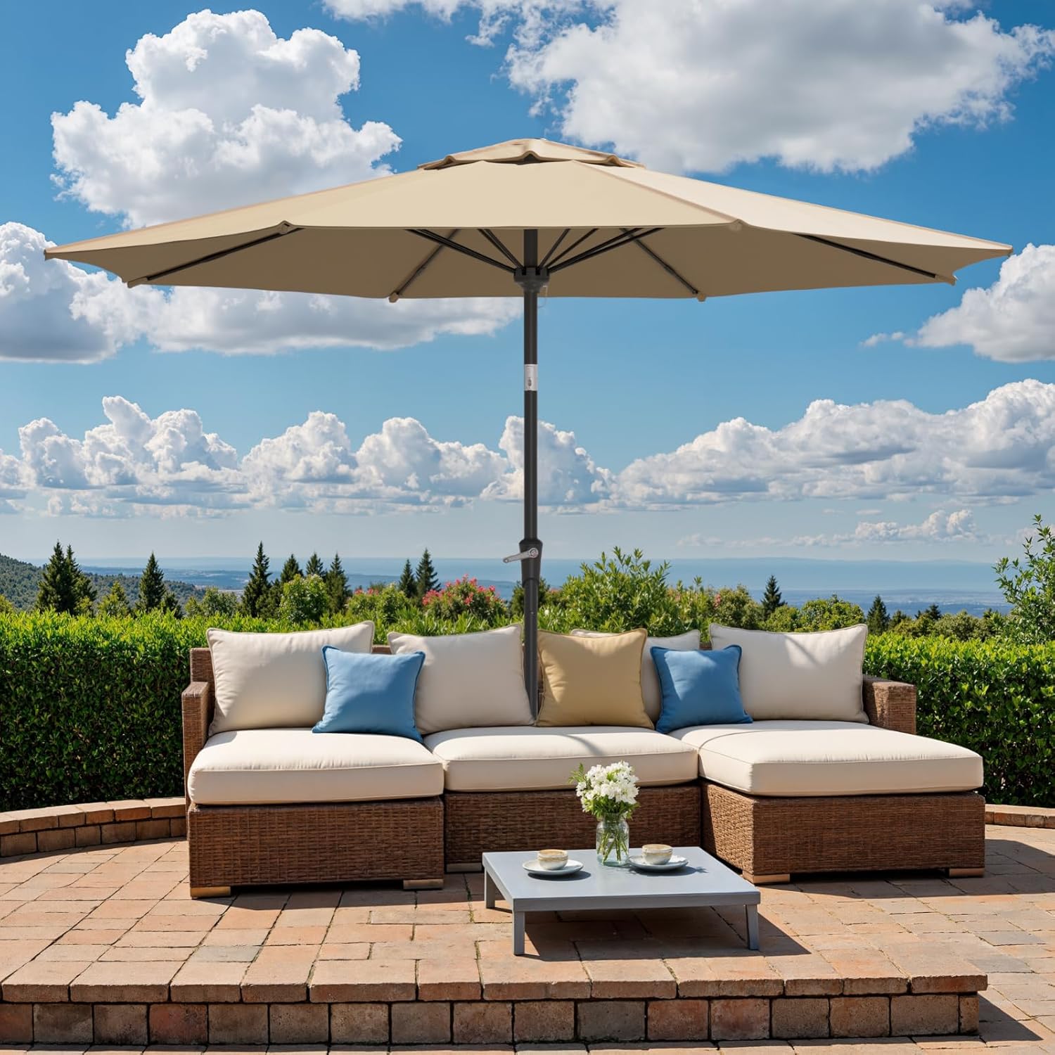 10FT Outdoor Patio Umbrella with Tilt and Crank for Shade