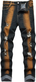 Men's Ripped Distressed Slim Fit Straight Leg Denim Jeans - Soft Daily