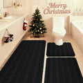 Ultra Soft Striped Black Bathroom Rug Set 3 Pieces for Luxury