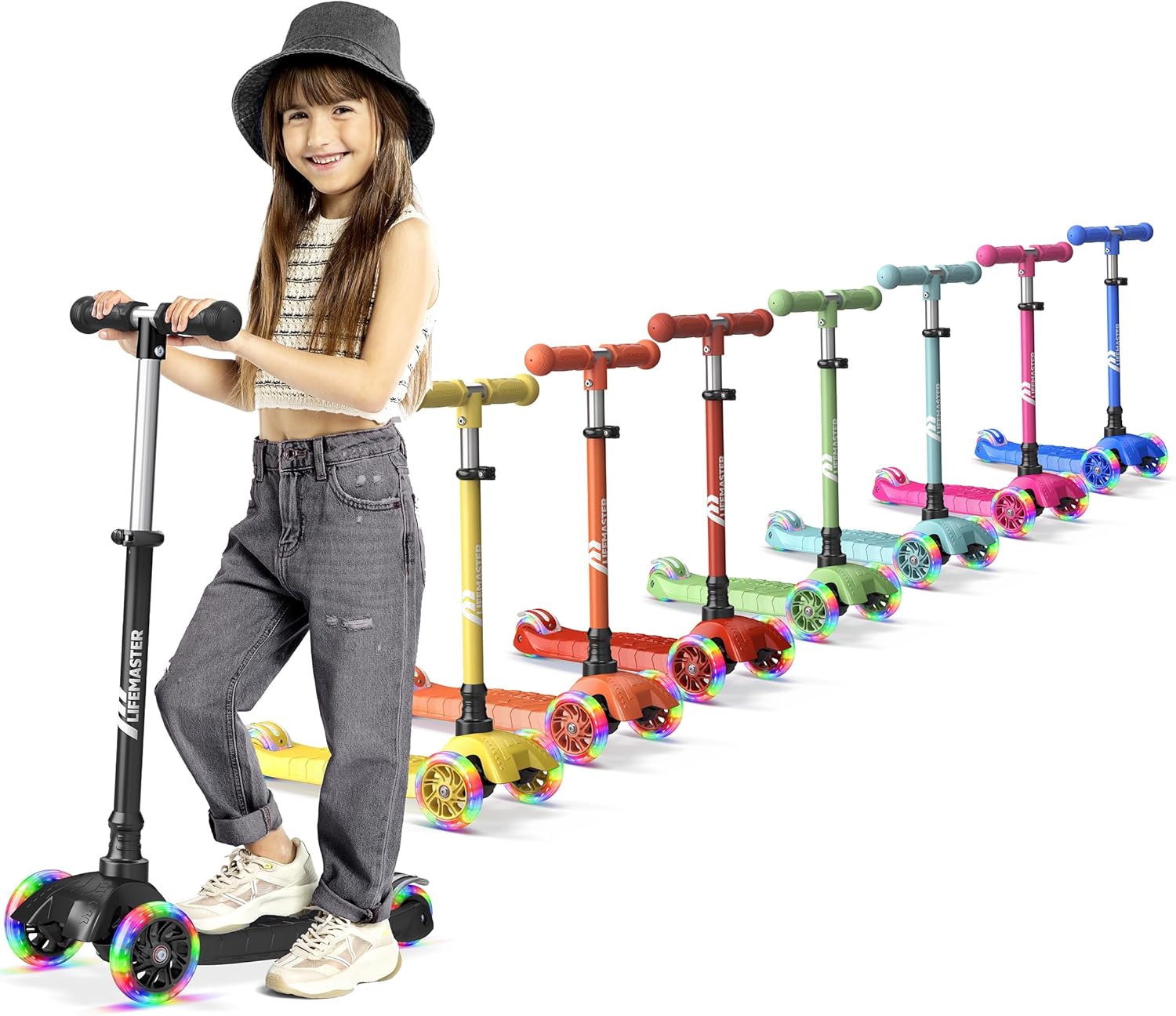 Lifemaster Mini 3-Wheel Kids Scooter with Colorful Lights