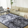 Ultra Soft Rug for Living Room 6x9 - Fluffy Tie Dye Black and Grey