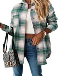 StunShow Women Plaid Shirt Button Down Flannel Shacket Trendy