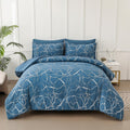 Sliver Metallic Marble King Comforter Set - Shiny Foil Blue Bedding