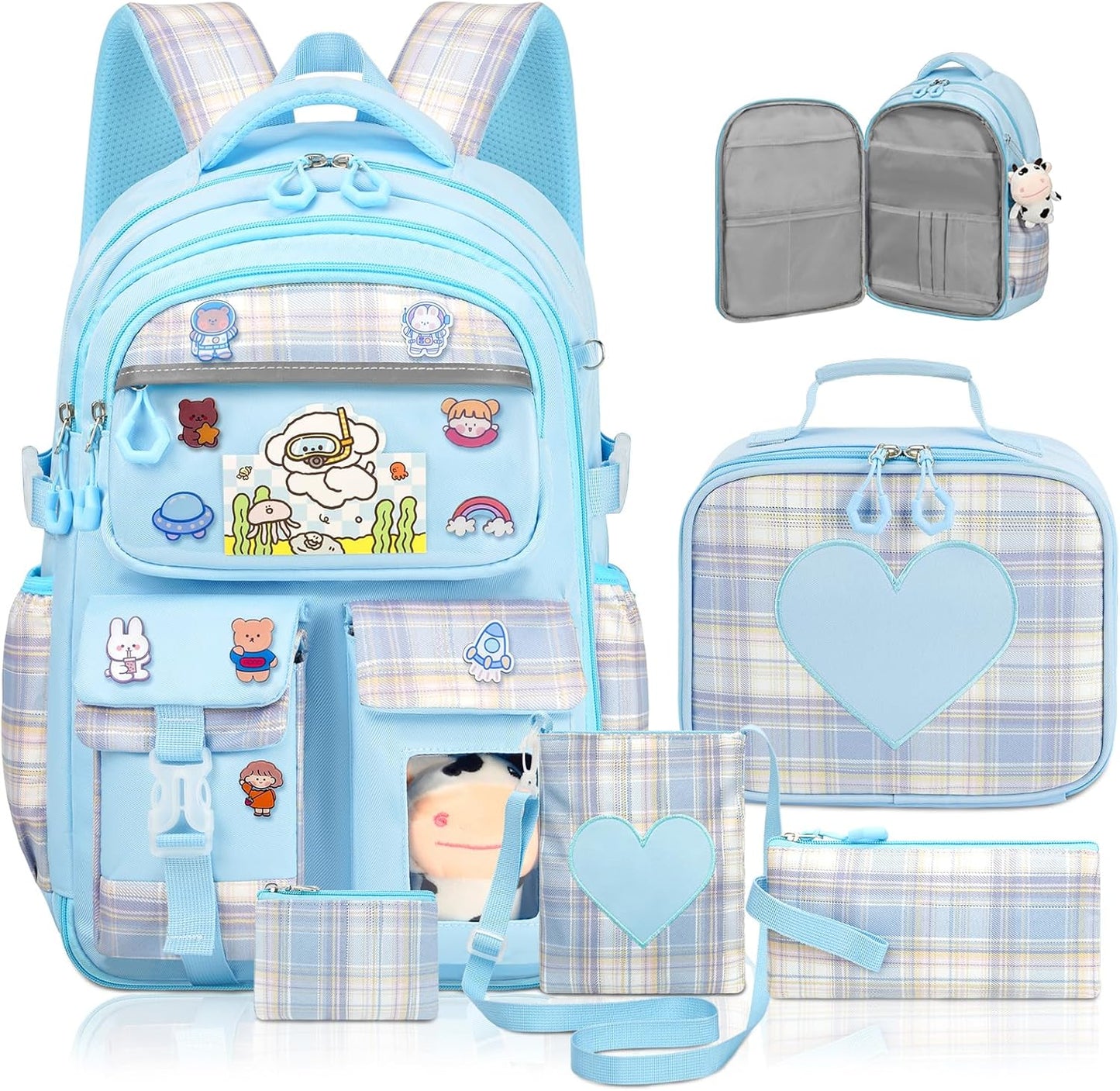 Cute Backpack for Girls with Lunch Box Set - Kawaii Style