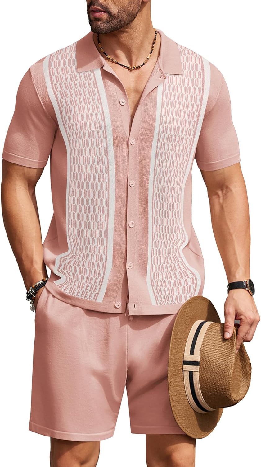 COOFANDY Men's Vintage 2 Piece Outfit for Casual Summer Style