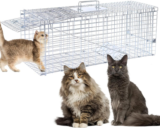 32in Humane Animal Trap for Stray Cats and Small Wildlife