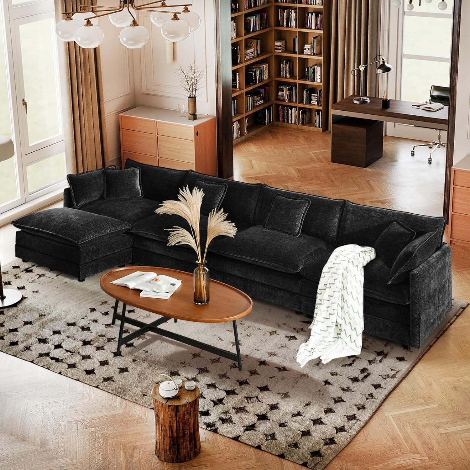 SoarFlash Chenille Sectional Sofa: Comfy L Shaped Couch