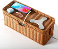 Handmade Cable Management Box Rattan Cord Organizer - Tidy Desk