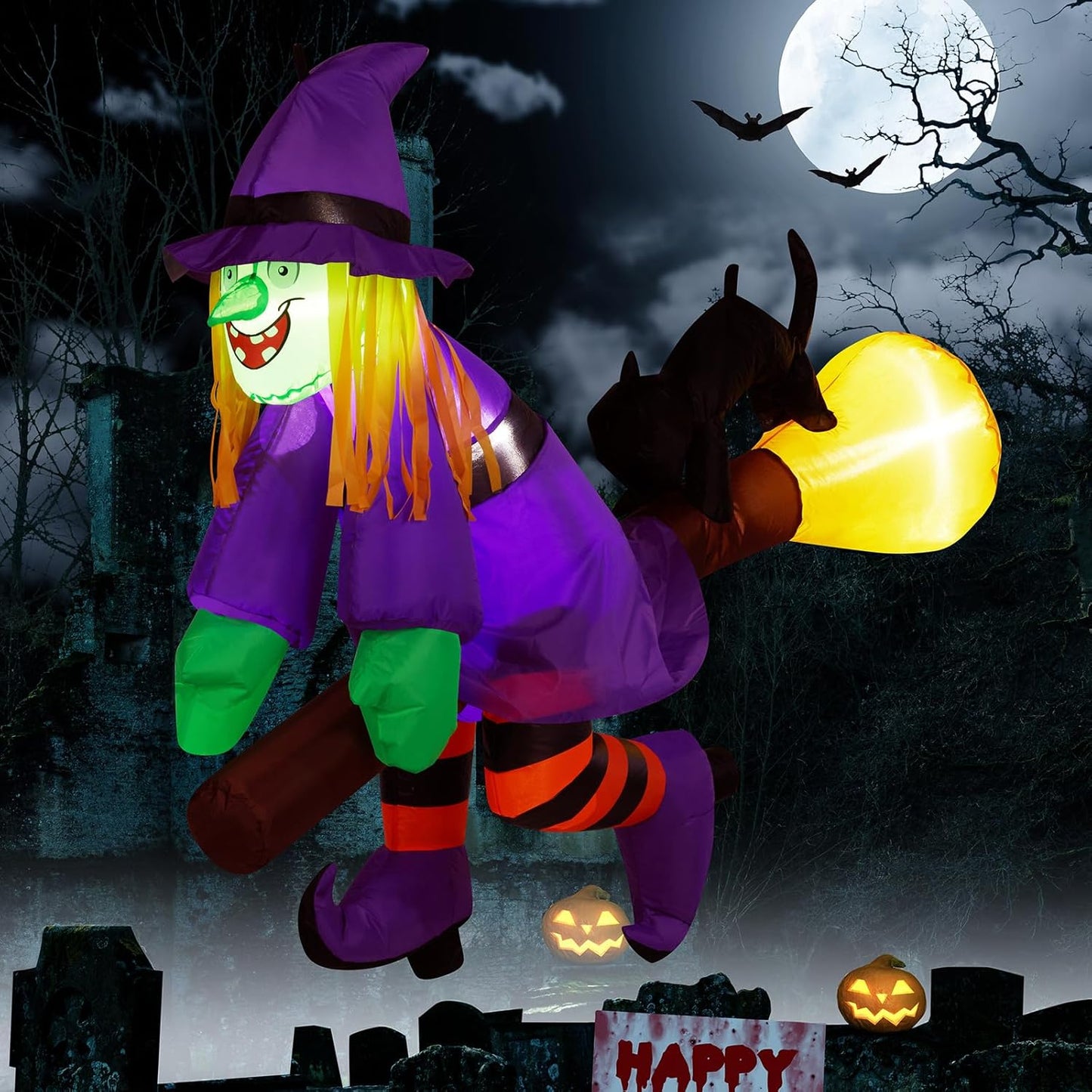 VINGLI Inflatable Halloween Decorations with LED Lights for Yard