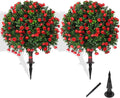Artificial Boxwood Topiary Tree Set of 2 for Outdoor Decor
