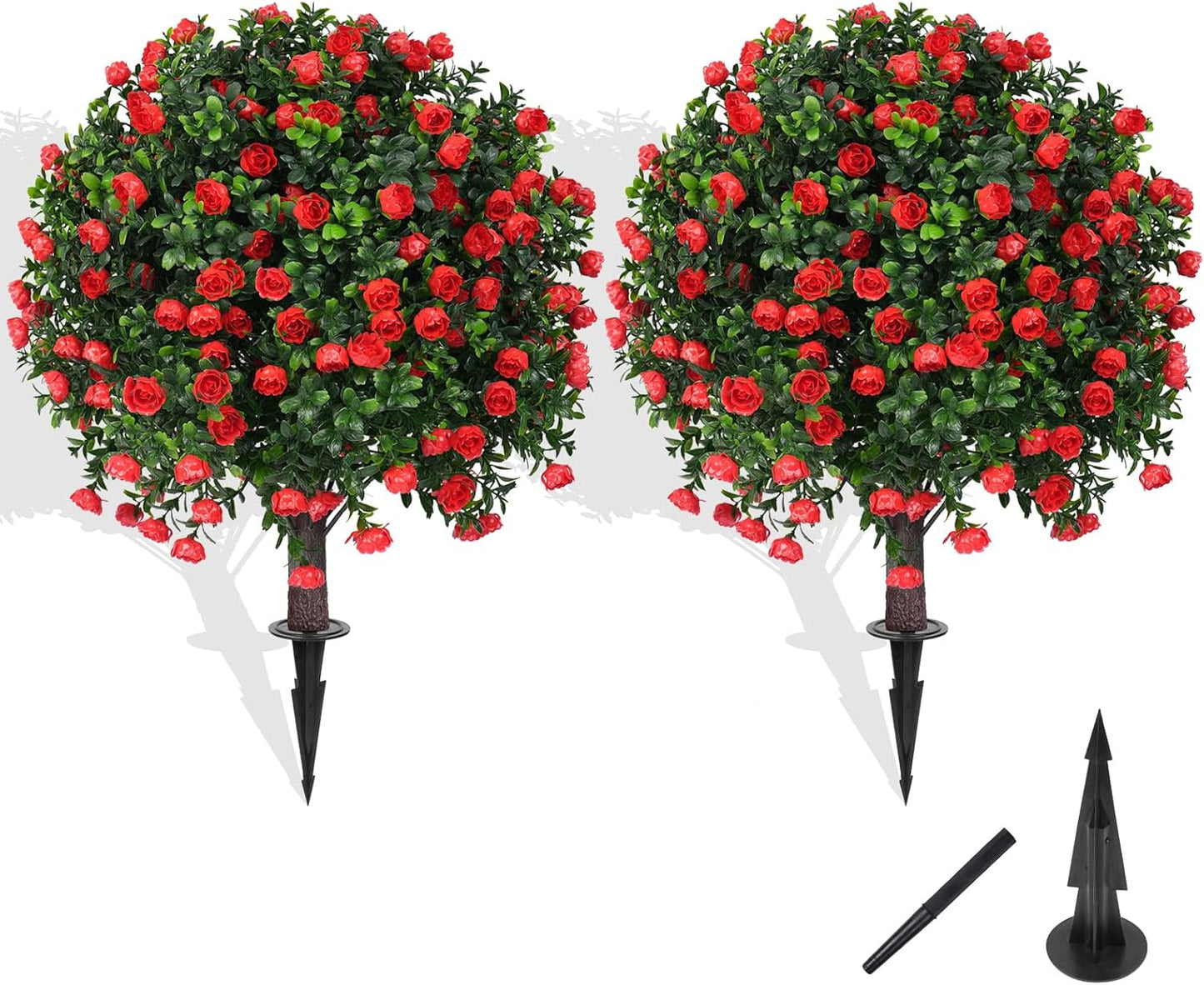 Artificial Boxwood Topiary Tree Set of 2 for Outdoor Decor
