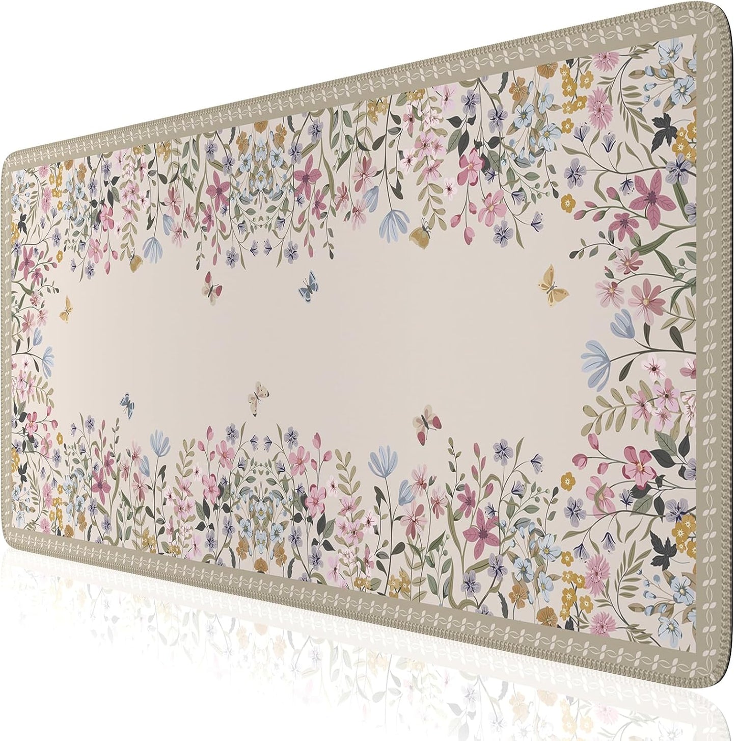 iCasso Floral XXL Desk Mat: Anti-Slip, Soft Lycra Surface