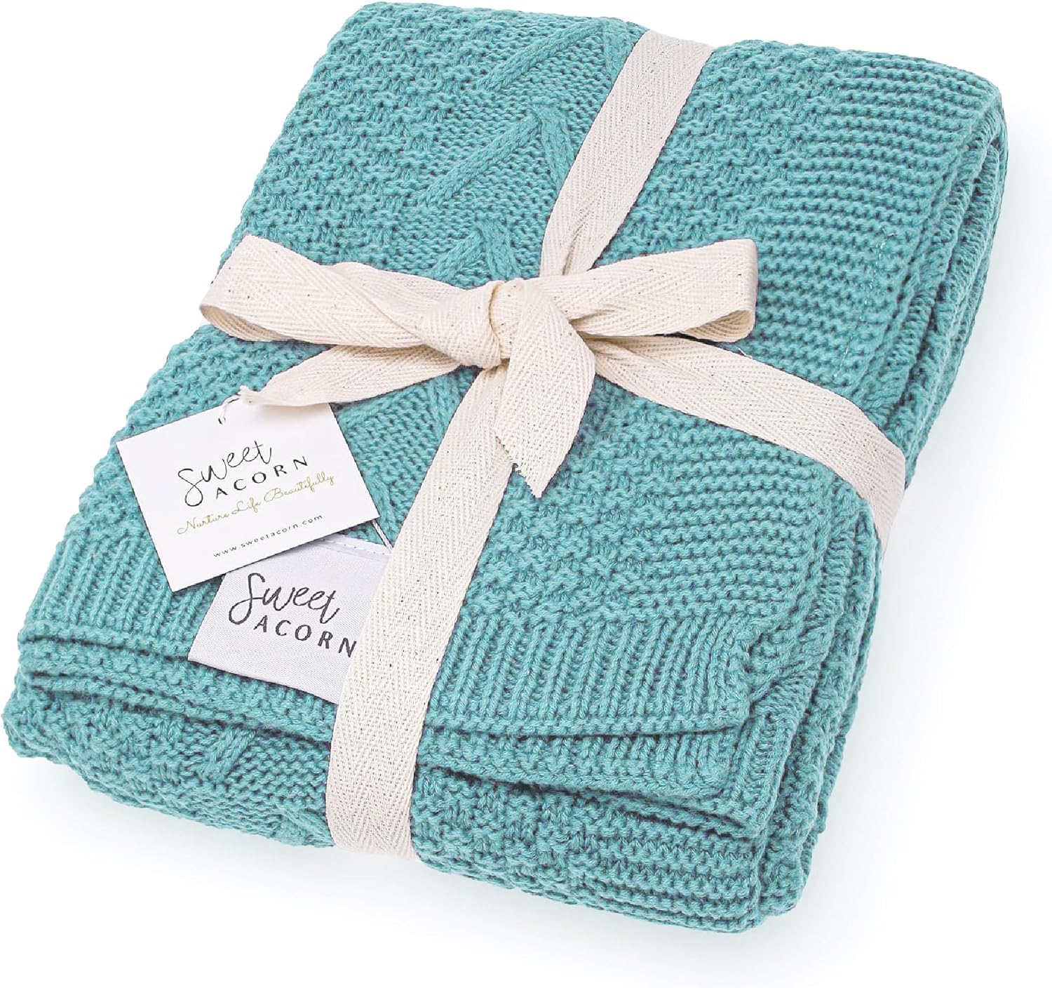 Knit Baby Blanket in Cable Pattern for Crib or Stroller