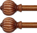 Dark Brown Wood Curtain Rods 48 to 84 in 2 Pack - Heavy Duty Pumpkin
