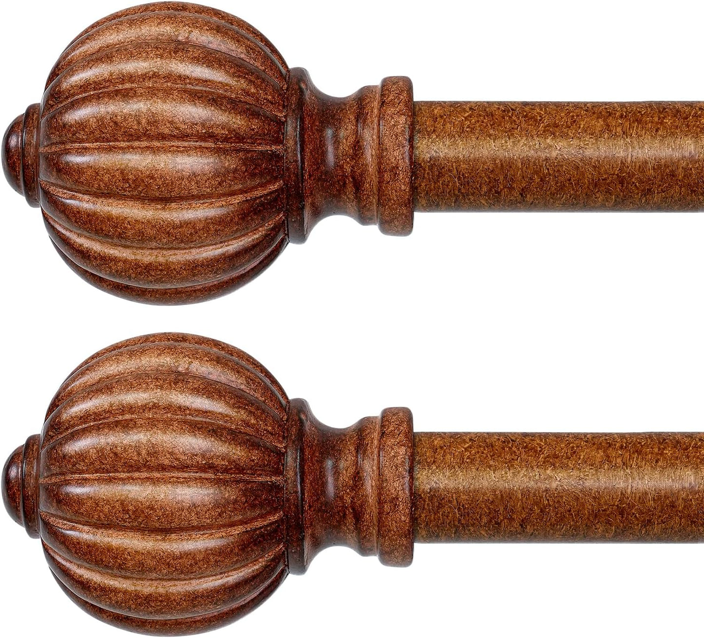 2 Pack Dark Brown Wood Curtain Rods for Windows 48 to 84 Inch