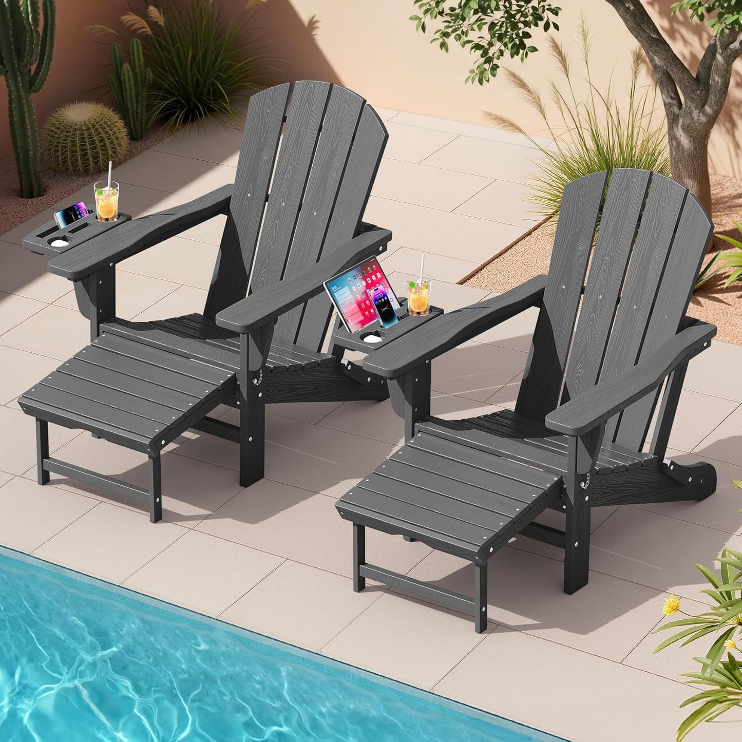KINGYES Folding Adjustable Adirondack Chair Set of 2