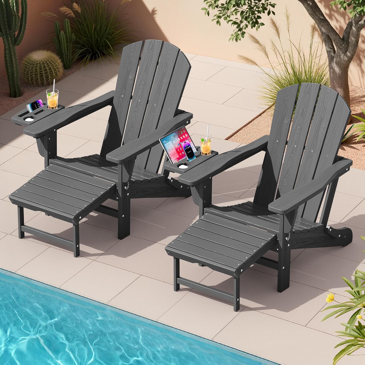 KINGYES Folding Adjustable Adirondack Chair Set of 2