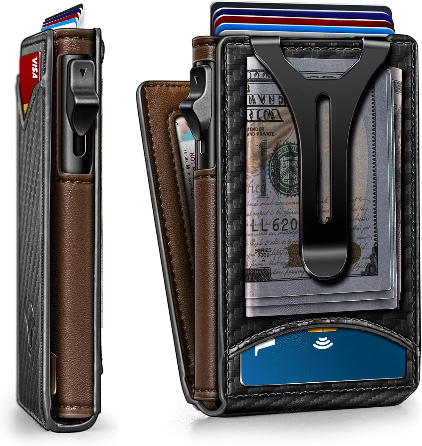 BULLIANT Men Wallet Slim Money Clip Wallet with Magnetic Leather