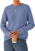 Fall Sweaters for Women Cozy Crewneck Pullover - Button Sleeve Knit 20