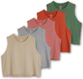 Women's Dry Fit Crop Tank 5 Pack - Lightweight Workout Layers