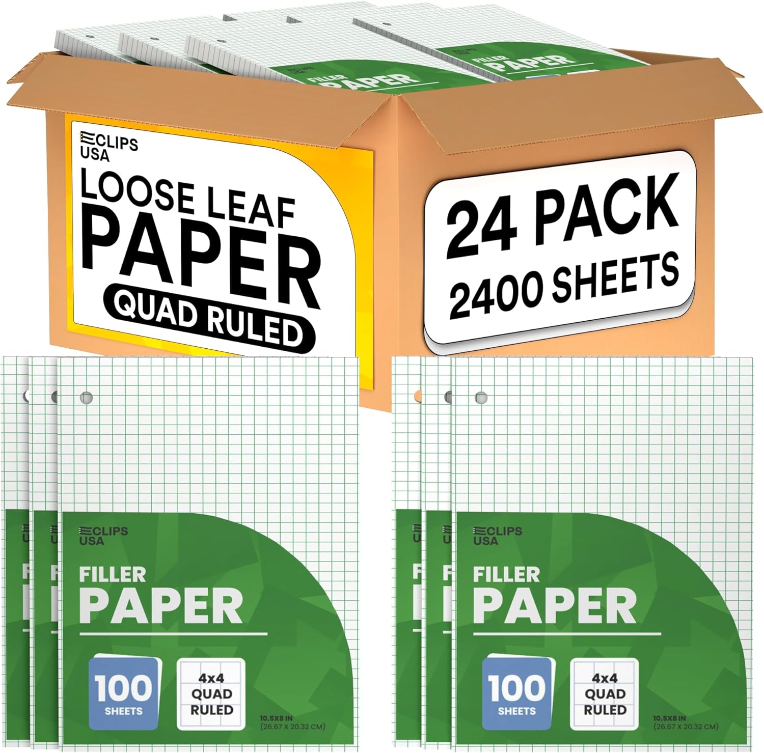 Loose Leaf Graph Paper 24 Pack for Math Science and Art