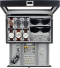 GUKA Watch box 6 Slot Watch Case with 3 Slot Sunglass Organizer