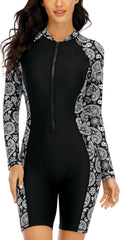 Halcurt Women's Boyleg One Piece Rash Guard - UPF50+ Long Sleeve